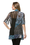 Women's 3/4 Flare Sleeve Sheer Print Casual Kimono Cardigan Cover Up Blouse Top - ShopWayMore