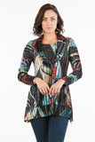 Women's Velvet Multicolor Long Sleeveless Cowl Neck Tunic Top