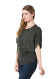 Women's Gray Knitted Stud Embellished Tunic Top (One Size Fits Most)