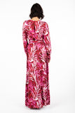 DR-02223 Women's Printed Crossed Wrap Long Maxi Dress