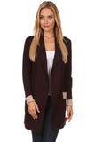 Color Block Women's Open Front Ribbed Streamline Shawl Collar Cardigan Sweater - ShopWayMore