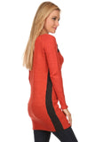 Women's Knit Color Block Zip-Up Tunic Top Sweater