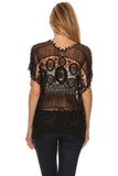 Women's Black Crocheted Tunic Top (One Size Fits Most)