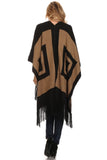 Women's Black/Brown Heavyweight Wrap Poncho Cape One Size Fits Most