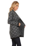 Women's Shawl Collar Knitted Geometric Cardigan Long Sleeve Sweater - ShopWayMore