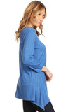 Women's Blue Stud Embellished V_Neck Tunic Top