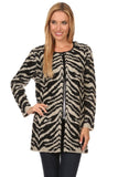Women's Leopard Zebra Print Warm and Fuzzy Thick Open Front Overcoat - ShopWayMore