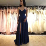 Satin Long Formal Prom Dress With Straps