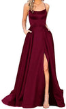 Simple Formal Prom Dress With Side Slit