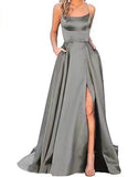 Simple Formal Prom Dress With Side Slit