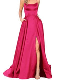 Simple Formal Prom Dress With Side Slit
