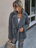 Solid Faux Fur Coat With Collar