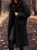 Long Hooded Faux Fur Coat