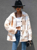 Faux Fur Checkered Jacket with pocket