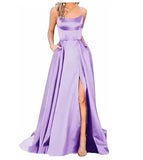 Simple Formal Prom Dress With Side Slit