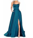 Simple Formal Prom Dress With Side Slit