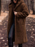 Long Hooded Faux Fur Coat