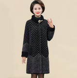 Thick Classy Stripe Coat With Pin