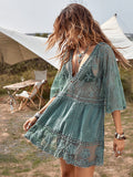 Comfy Tunic Lace Dress with V Neck