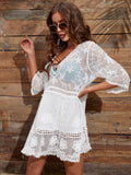 Comfy Tunic Lace Dress with V Neck