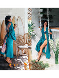 Lace Splicing See-Through Bohemian Long Cover Up