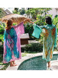 Lace Splicing See-Through Bohemian Long Cover Up