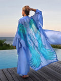 Lace Splicing See-Through Bohemian Long Cover Up