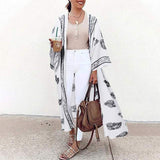 Kimono Long Cover Up Cape with Print