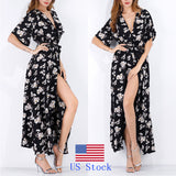 Women's Floral Print Long Maxi Dress - ShopWayMore