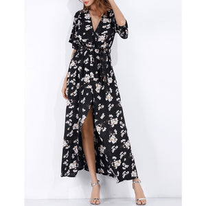 Women's Floral Print Long Maxi Dress - ShopWayMore